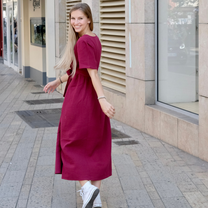 La robe longue française en triple gaze de coton bio