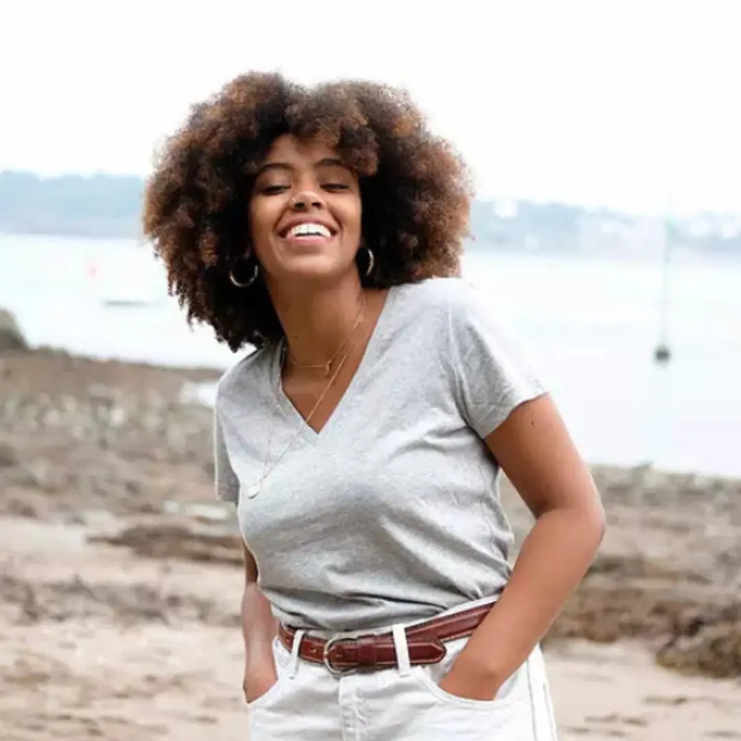 T shirt femmes col V en coton bio Coton vert