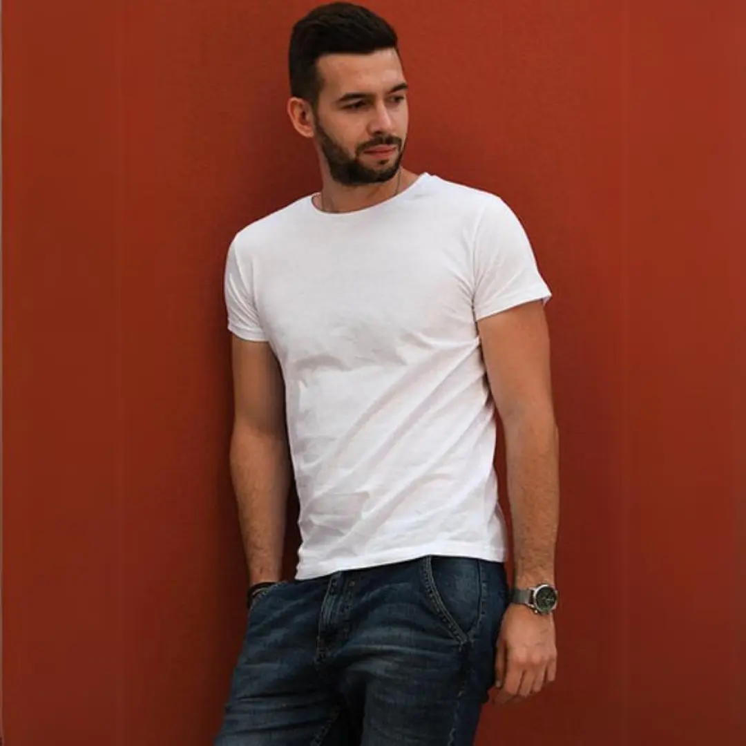 Tee shirt blanc col rond homme shop