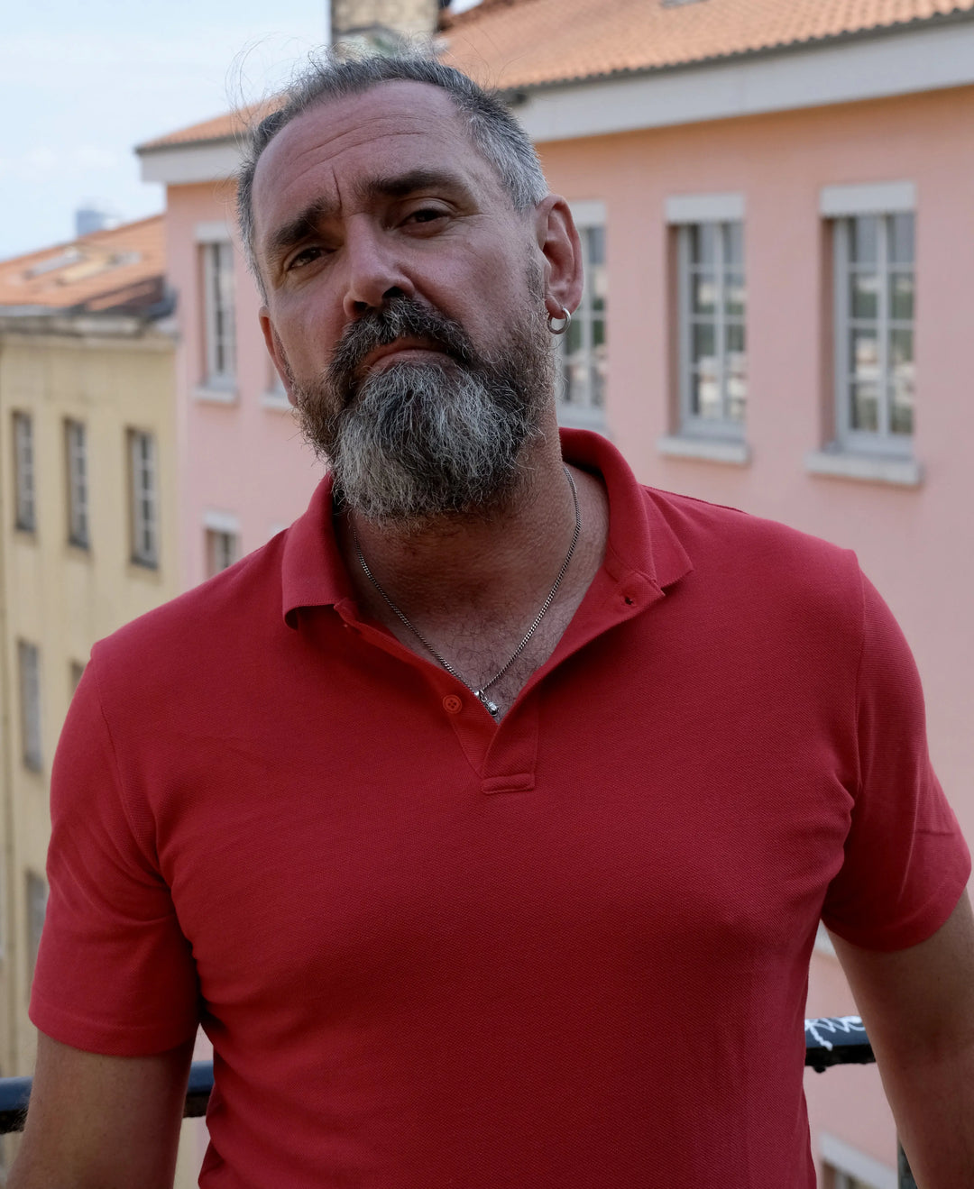 Polo rouge homme fabriqué en France