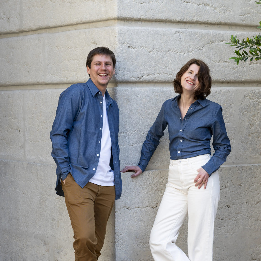 Chemise bleue chambray mixte