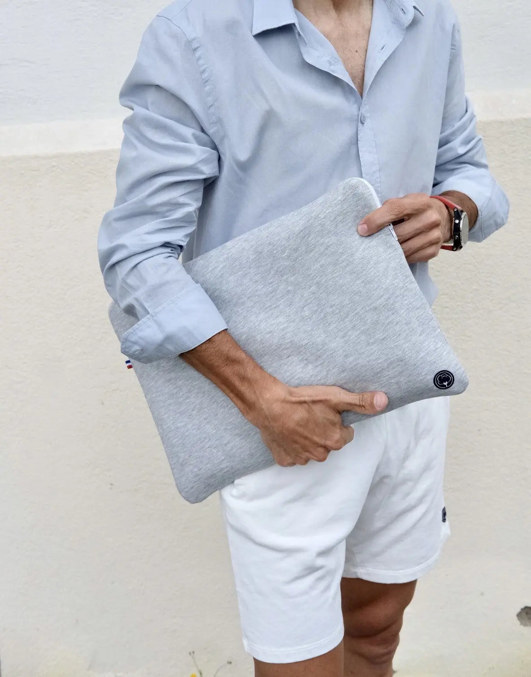 Pochette pc bleue coton bio