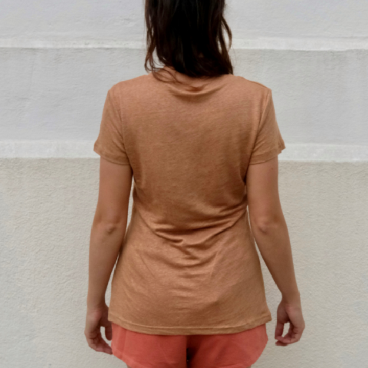 T-shirt Femme col V  100% lin upcyclé