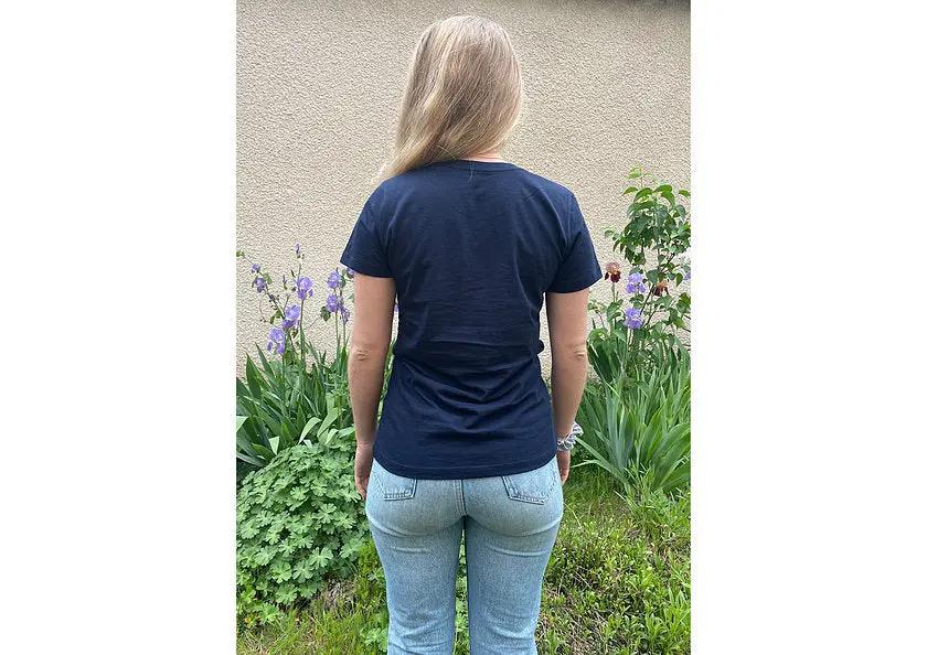 VM ♻ T-shirt Femme bleu en coton BIO (vêtements moches) Coton rouge