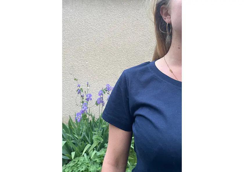 VM ♻ T-shirt Femme bleu en coton BIO (vêtements moches) Coton rouge
