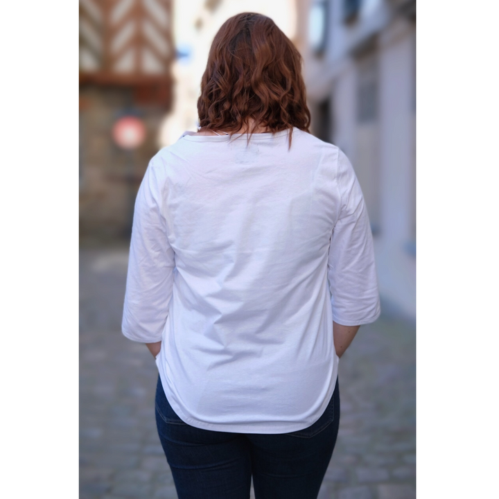 VM ♻ T-shirt Femme manches  3/4 blanc en coton BIO (vêtements moches)