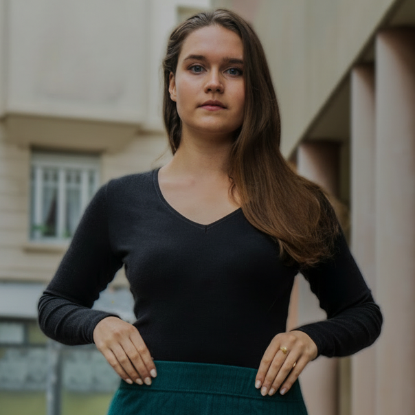 Body col V noir en coton bio - Coton vert