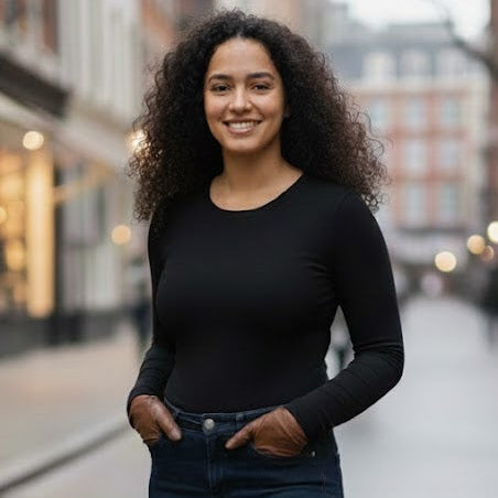 Body noir manches longues col rond