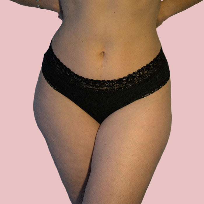 Culotte dentelle Alexandra noir - coton bio