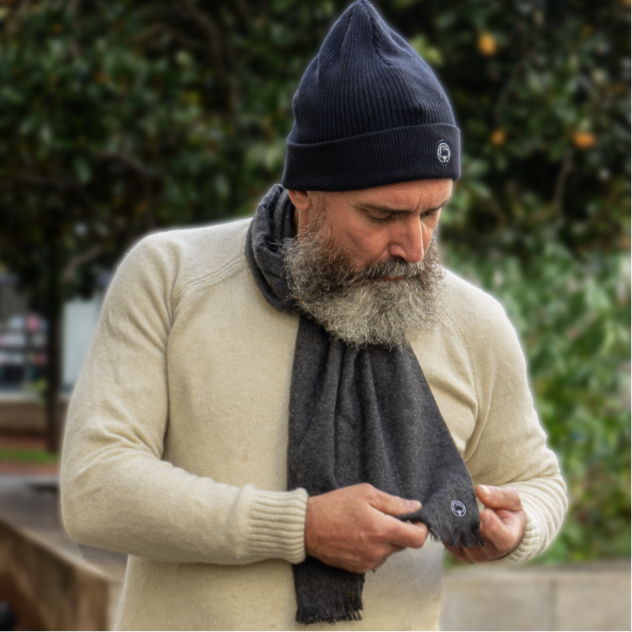 Echarpe Coton vert made in France gris foncé