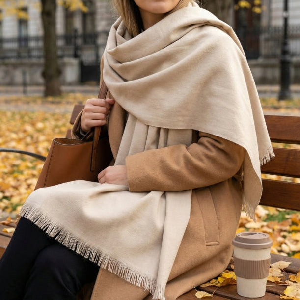 Echarpe_beige_coton_bio_coton_vert