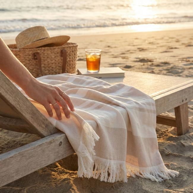 La grande fouta de plage - Française et en coton bio