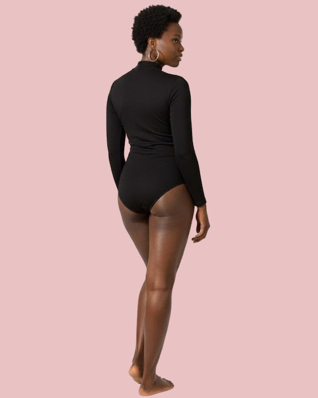 Le body col montant manches longues - Coton vert