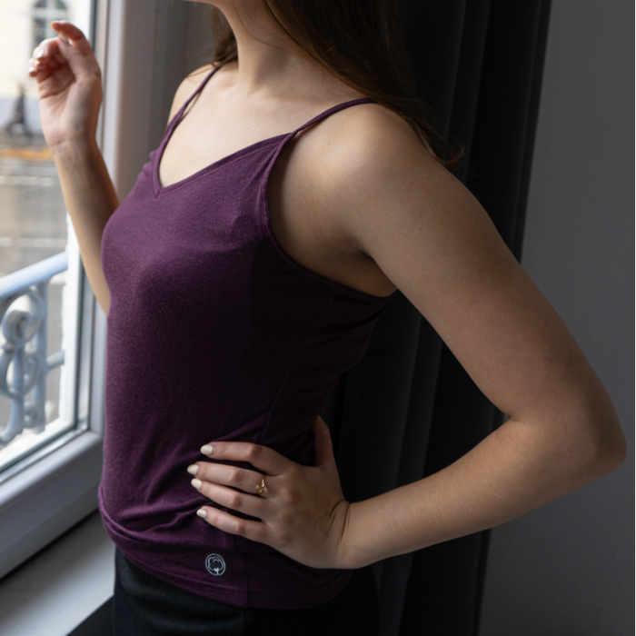 Le caraco en laine mérinos Coton vert - Violet