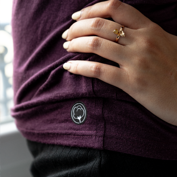 Le caraco laine mérinos Coton vert - Violet 2 