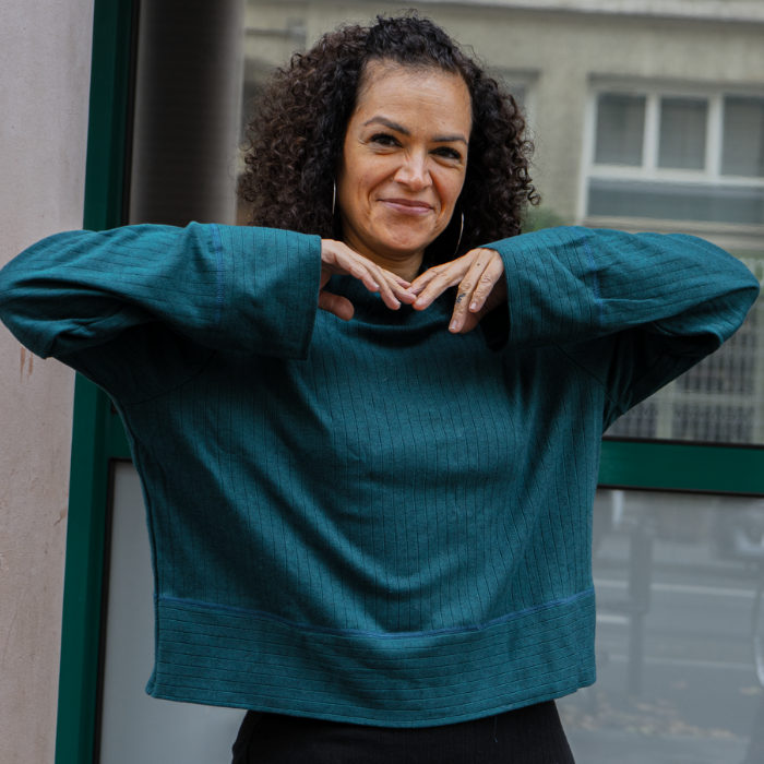 Le pull fin oversize en laine et coton bio - Coton vert