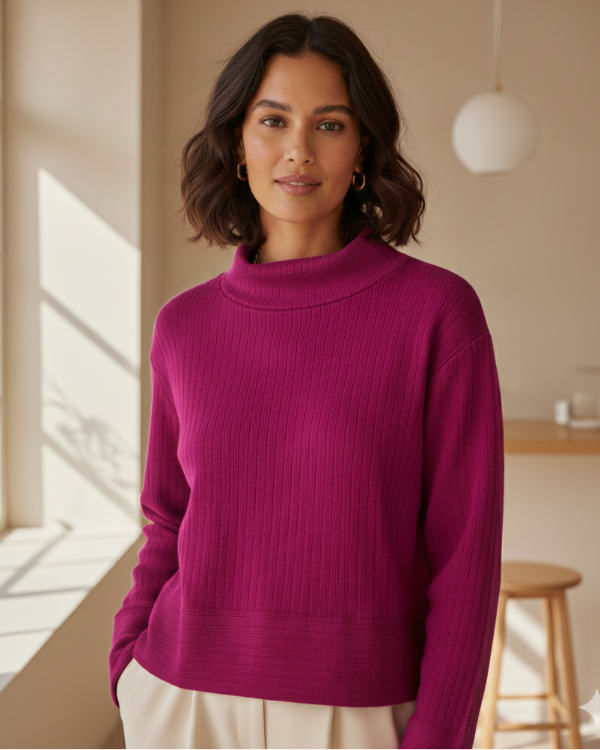 Le pull fin oversize en laine et coton bio rose bonbon - Coton vert