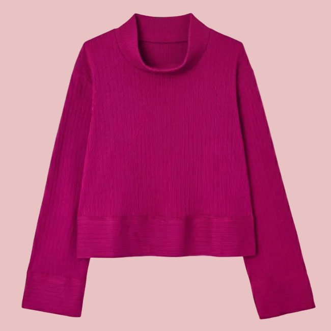 Le pull fin oversize en laine et coton bio rose bonbon 2 - Coton vert
