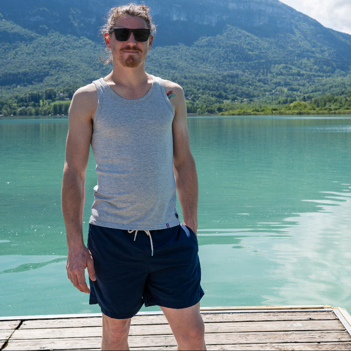 Le_short_de_bain_hommes_marine_Coton_vert_4
