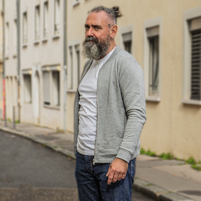 Le teddy français en coton bio gris chiné - Coton vert