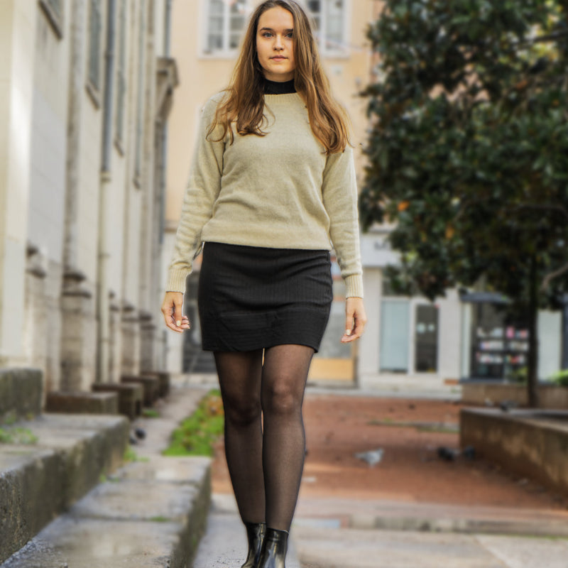 Mini-jupe Coton vert laine et coton bio - Noir