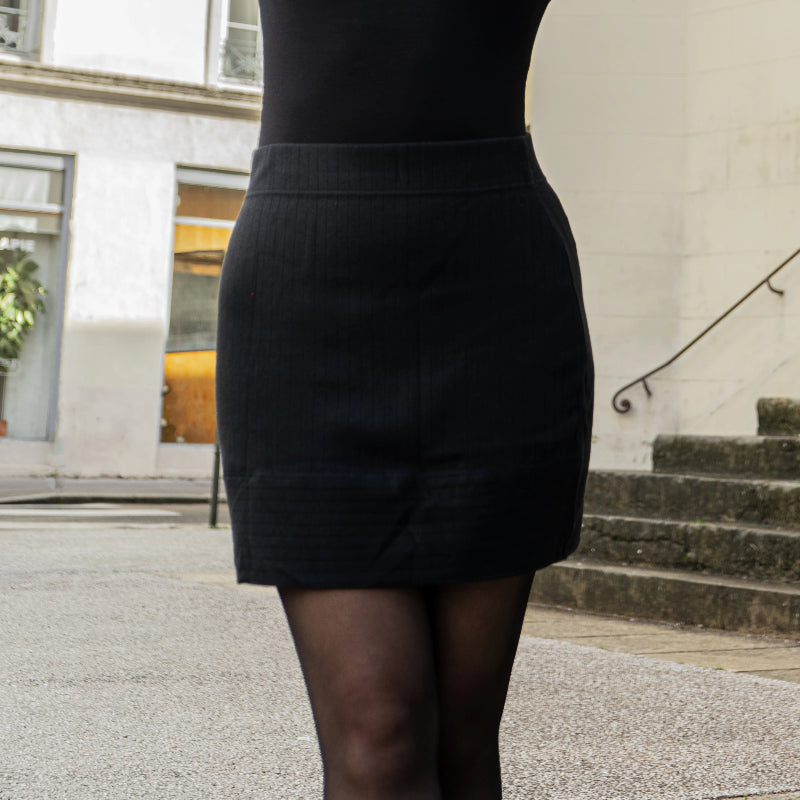 Mini-jupe Coton vert laine et coton bio - Noir 3