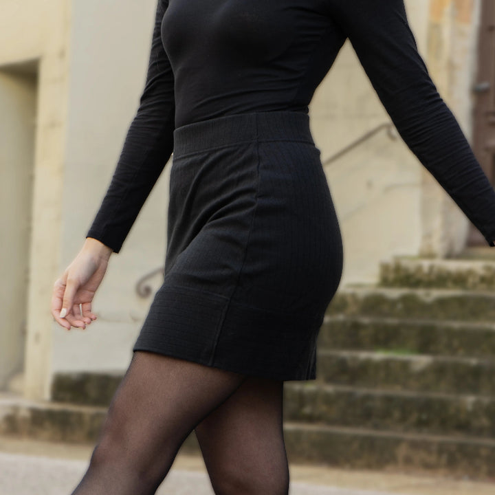 Mini-jupe Coton vert laine et coton bio - Noir 4