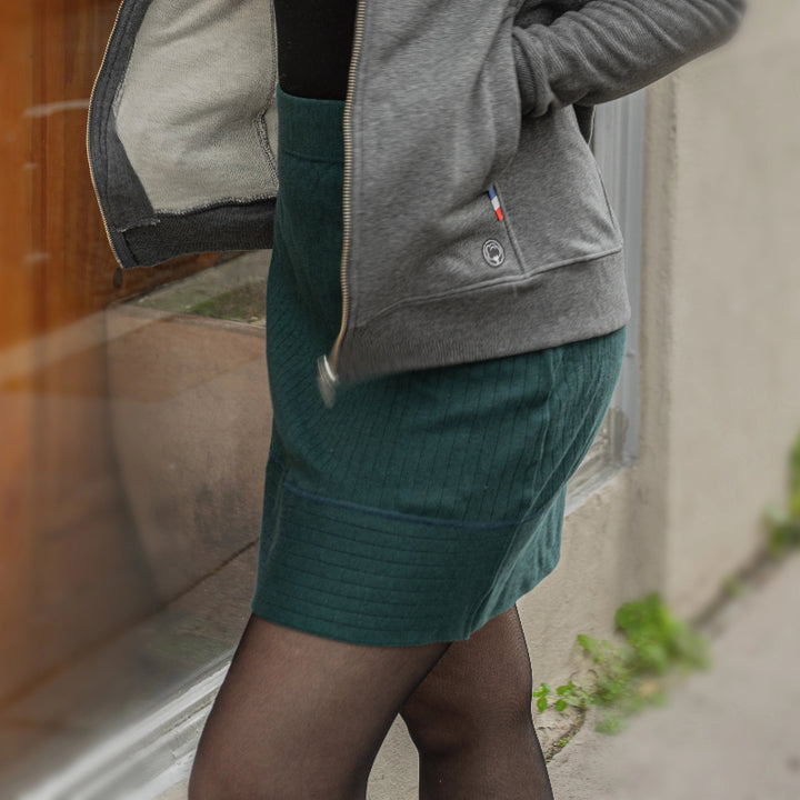Mini-jupe Coton vert laine et coton bio - Vert 2