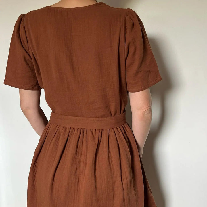 La robe longue française en triple gaze de coton bio - Coton vert