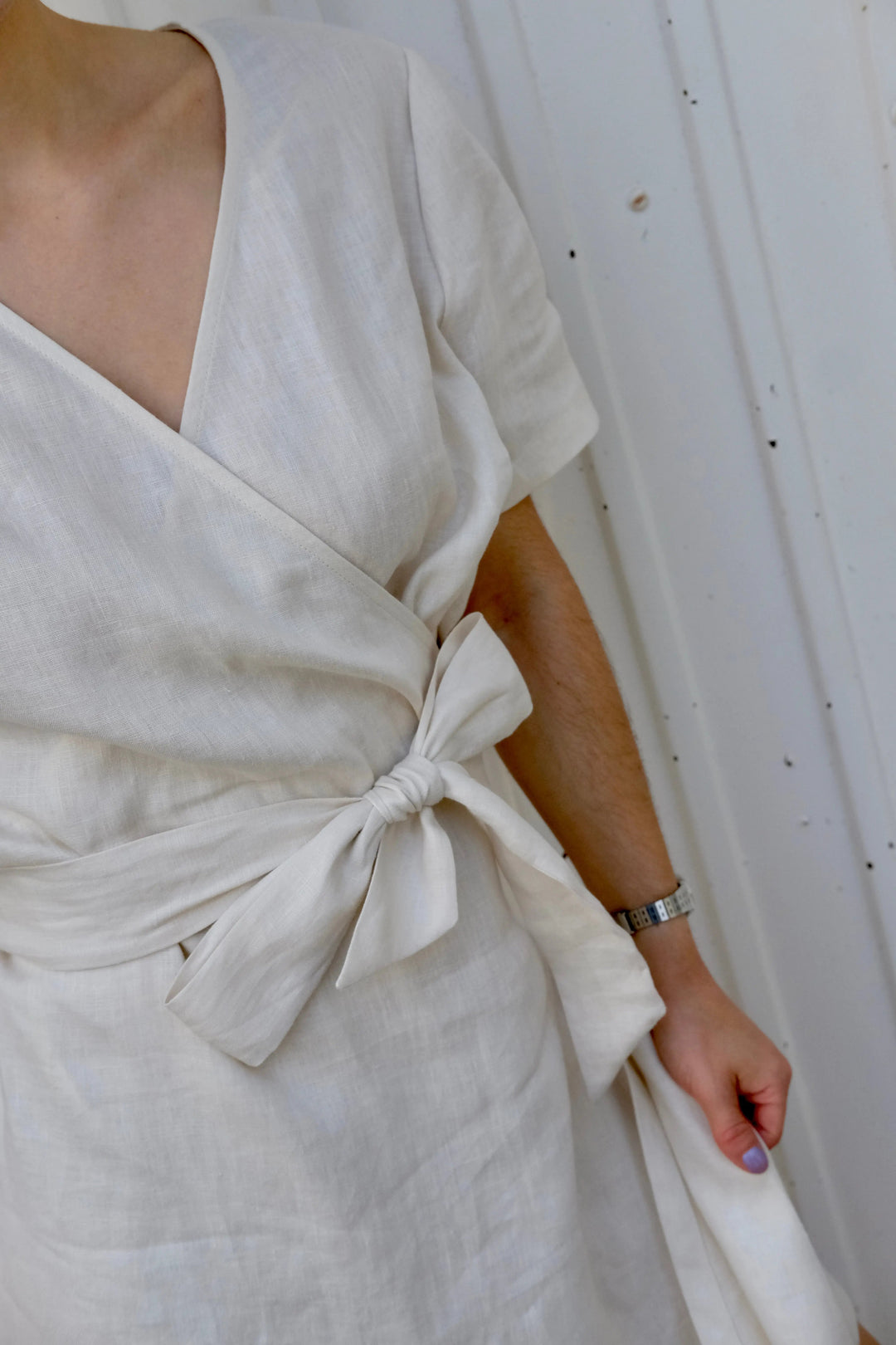 La robe portefeuille en lin | Fabriquée en France Coton vert