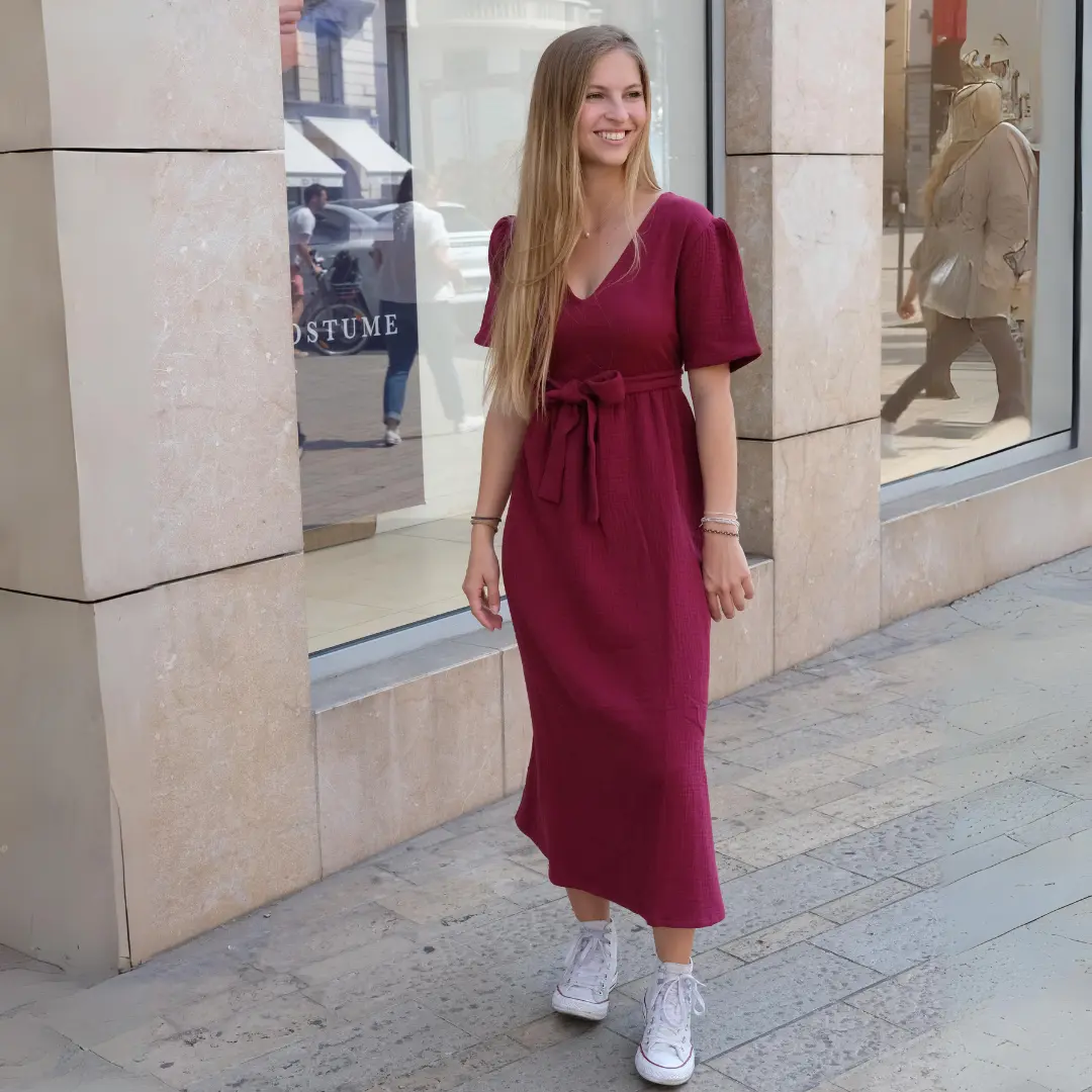 La robe longue française en triple gaze de coton bio – Coton vert