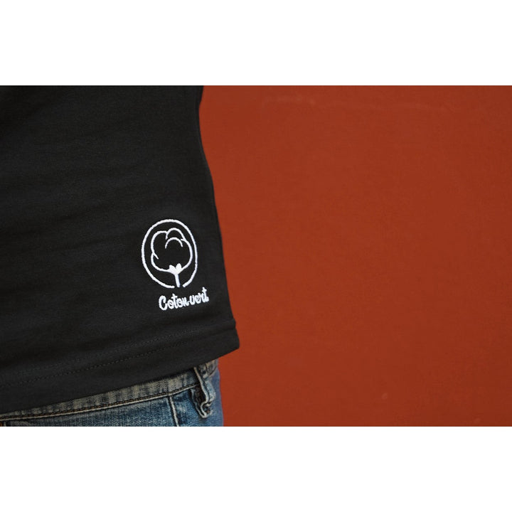 VM ♻ T-shirt Femme col rond noir en coton BIO (vêtements moches)