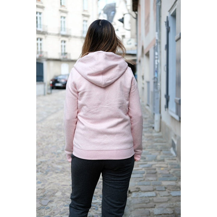 VM ♻ Veste capuche zippée femmes rose crème chiné en coton BIO (vêtements moches)