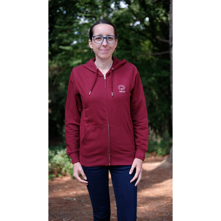 VM ♻ Veste capuche zippée mixte bordeaux en coton BIO