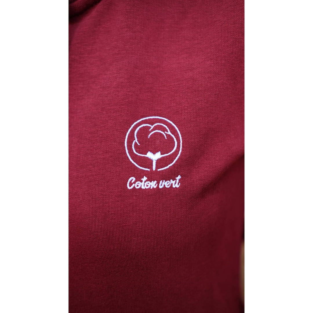 VM ♻ Veste capuche zippée mixte bordeaux en coton BIO