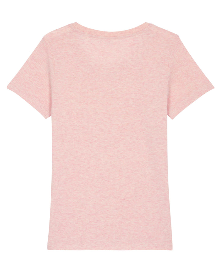VM ♻ T-shirt Femme col V rose crème chiné en coton BIO (vêtements moches)