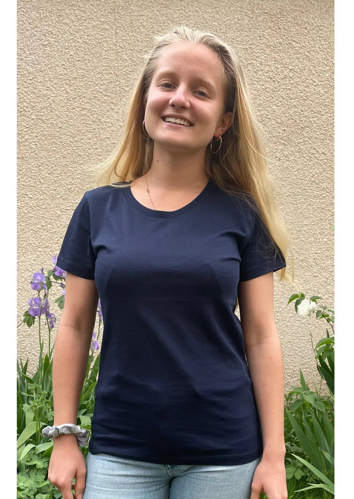 VM ♻ T-shirt Femme bleu en coton BIO (vêtements moches) Coton rouge
