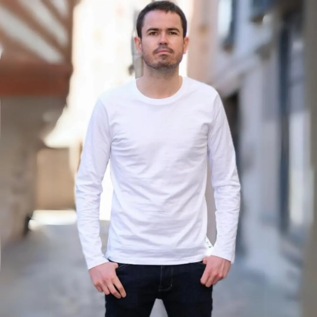 Tee shirt manches longues homme blanc sales