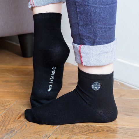 Les chaussettes basses unies en coton BIO | Noir