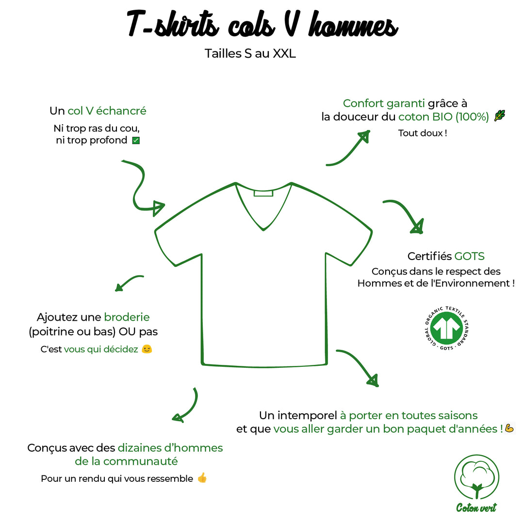 T-shirt Homme col V en coton BIO